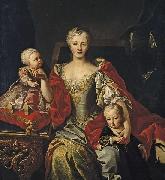 Portrait of Polyxena Christina of Hesse-Rotenburg with her two oldest children, the future Victor Amadeus III and Princess Eleonora Martin van Meytens